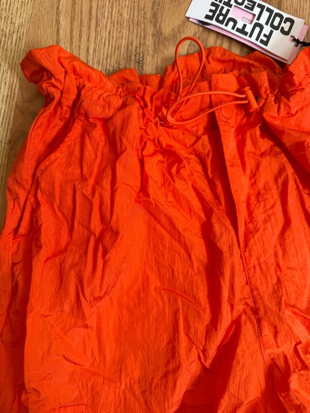 Wide Leg Drawstring Cargo Pants - Orange - Picture 4 of 8